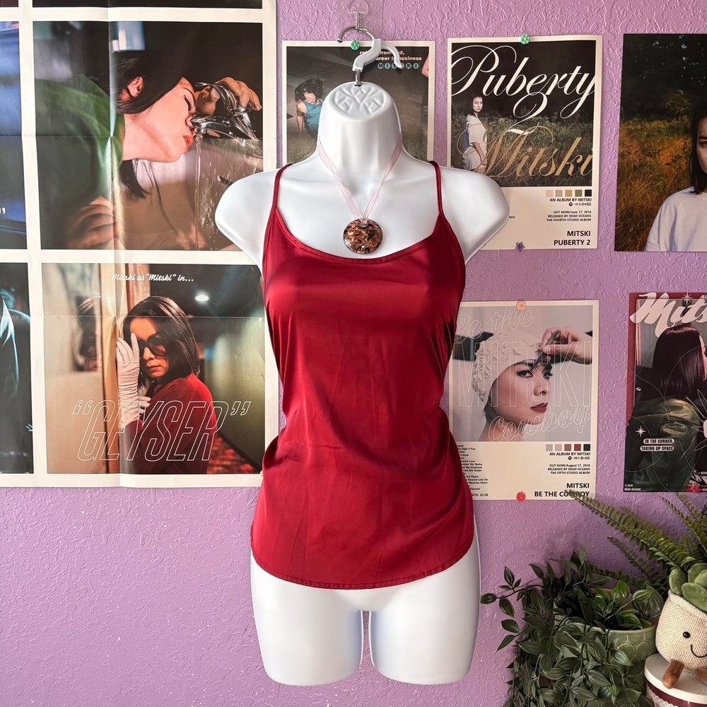 Deep Red Satin Cami Top